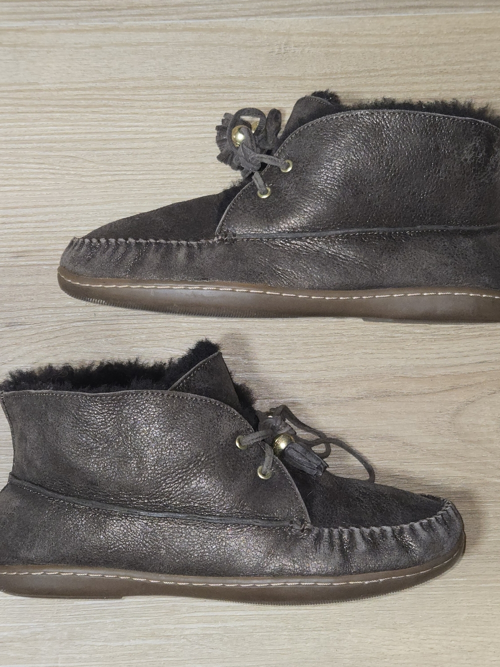 Y2k Coach Brown Shearling-Lined Ankle Moccasin Booties